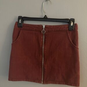 Brown Mini Skirt with Front Zipper for Casual Nights